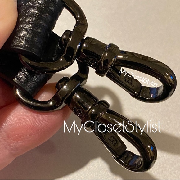 BANDOLIER Adjustable Crossbody Pewter WIDE Strap NEW! Black Pebbled Leather - Picture 6 of 8